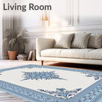 Ornate Blue Floral Medallion Rug