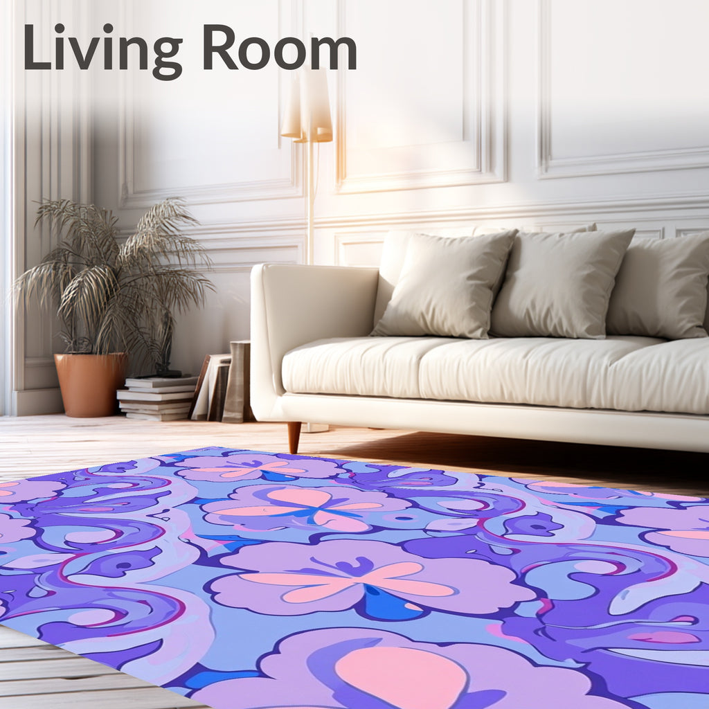 Whimsical Floral Swirls Pattern Design Rug