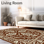 Classic Floral Ornament Brown Rug