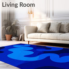 Abstract Blue Wave Swirl Design Rug