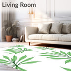 Green Leaf Patterned Fresh Design Rug