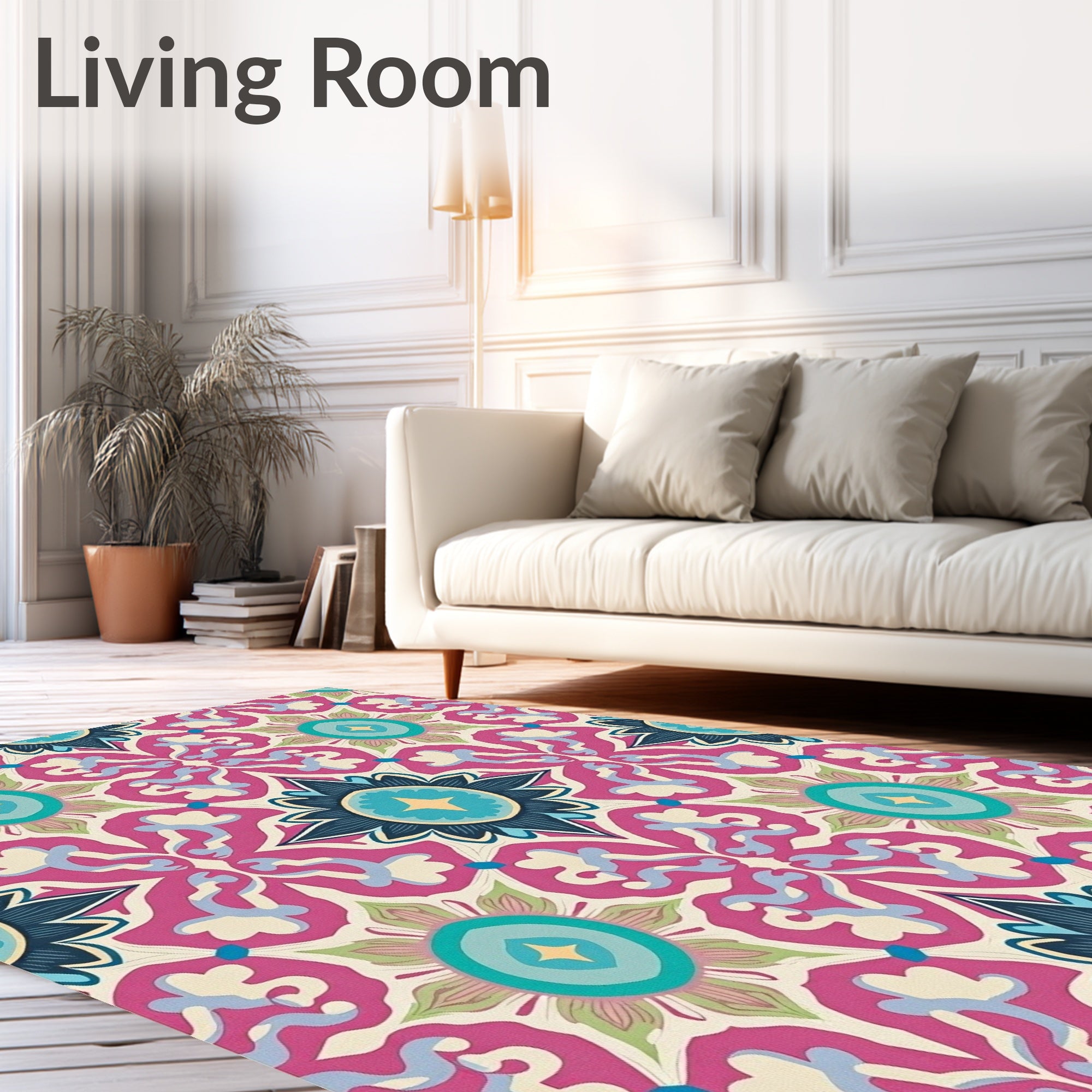 Mandala Pattern Floral Pink Rug