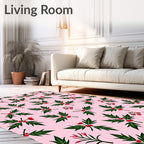 Pink Berry Leaf Pattern Rug