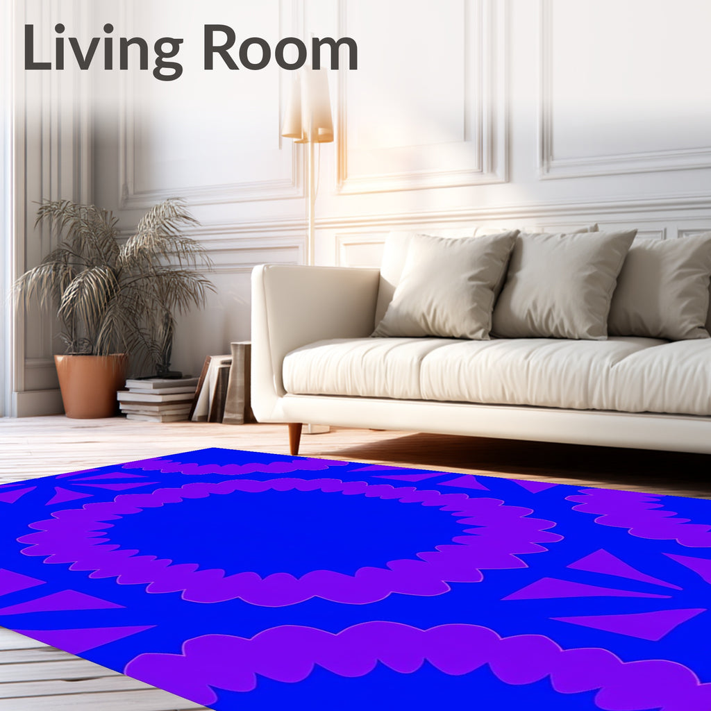 Bold Royal Blue Violet Geometric Pattern Rug