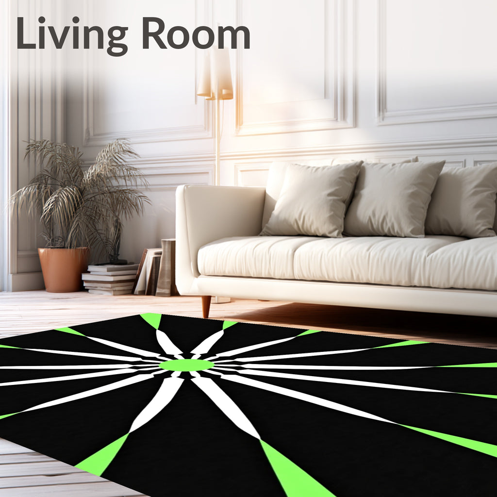 Radiant Starburst Black Lime Rug