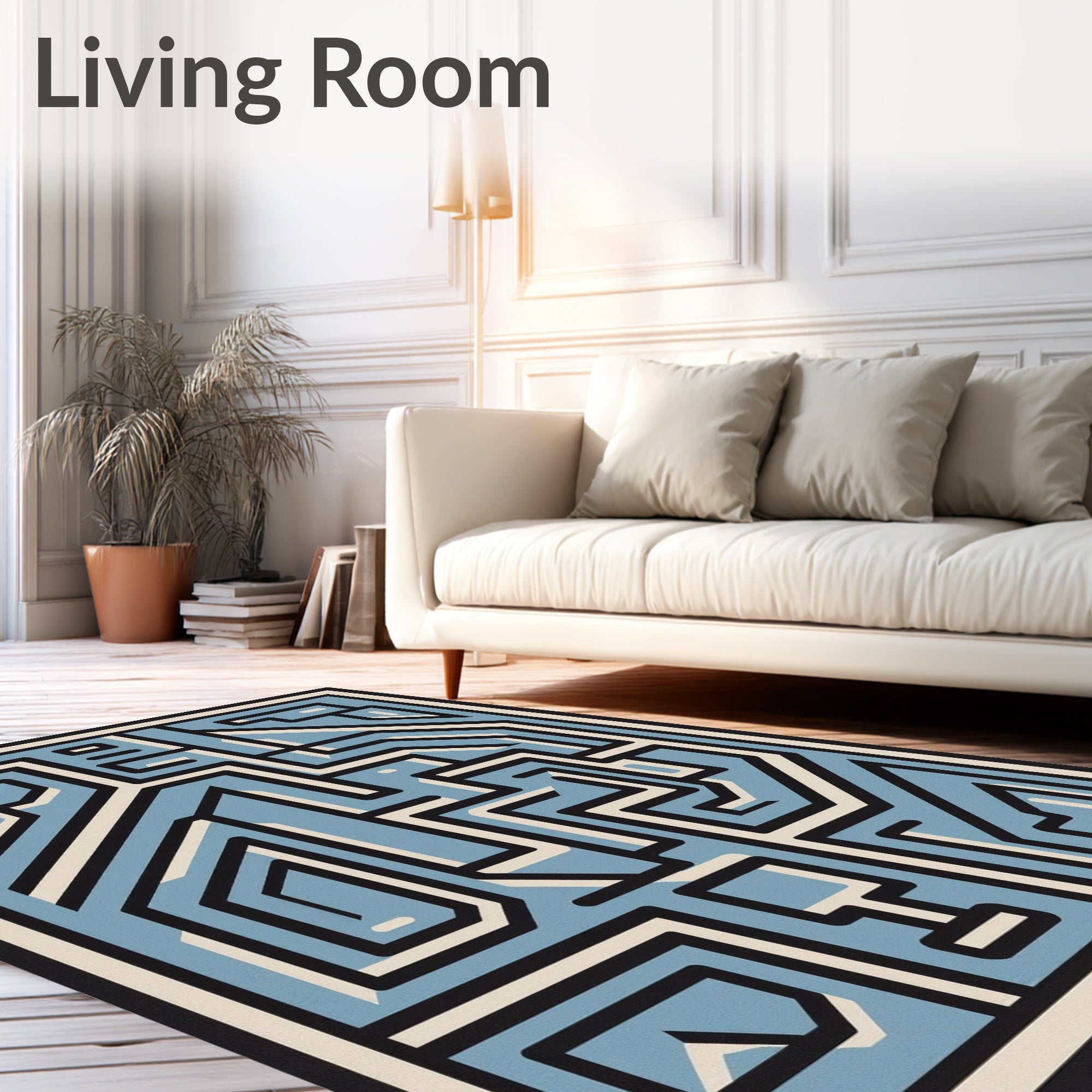 Geometric Maze Pattern Graphic Design Rug