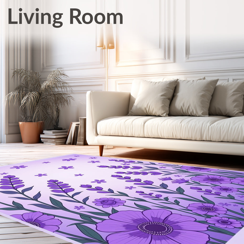 Lavender Floral Pattern Rug