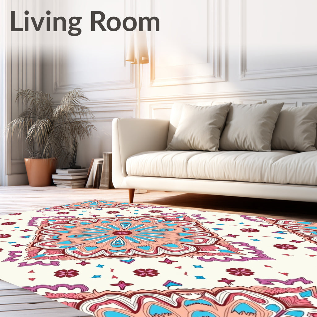 Mandala With Floral And Star Patterns Rug