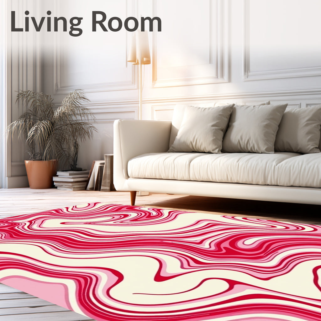 Swirling Shades Red Cream Pattern Rug