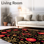 Red and Gold Ornament Floral Vines Rug