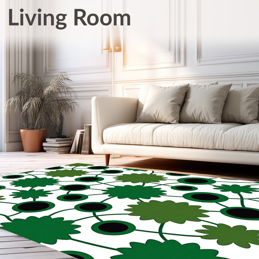 Green Spiky Circles Pattern Rug