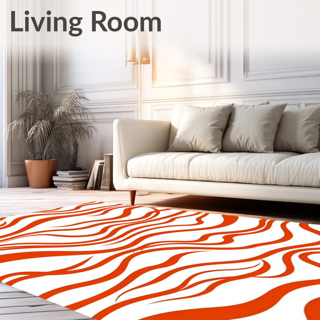Bright Orange Abstract Fluid Lines Rug