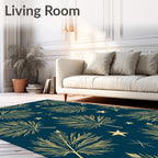 Golden Palm Frond Star Pattern Rug
