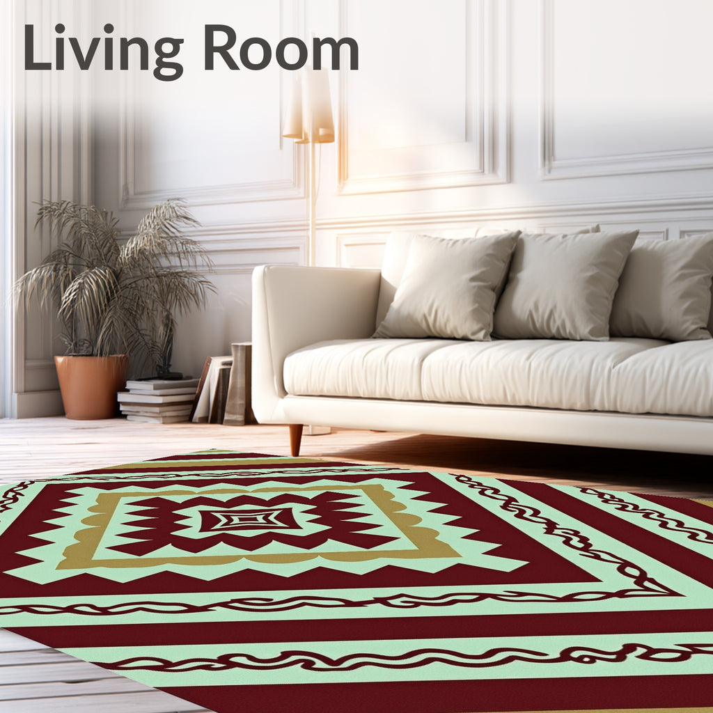 Tribal Diamond Geometric Pattern Rug