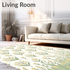 Delicate Yellow Floral Garden Pattern Rug