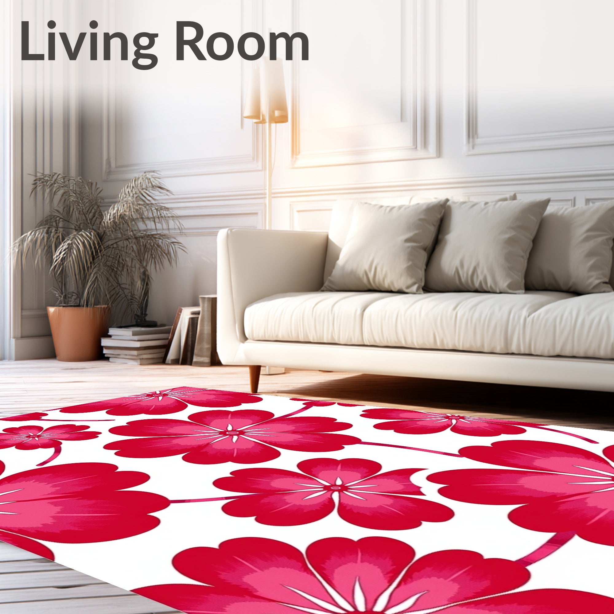 Vibrant Pink Floral Pattern Rug