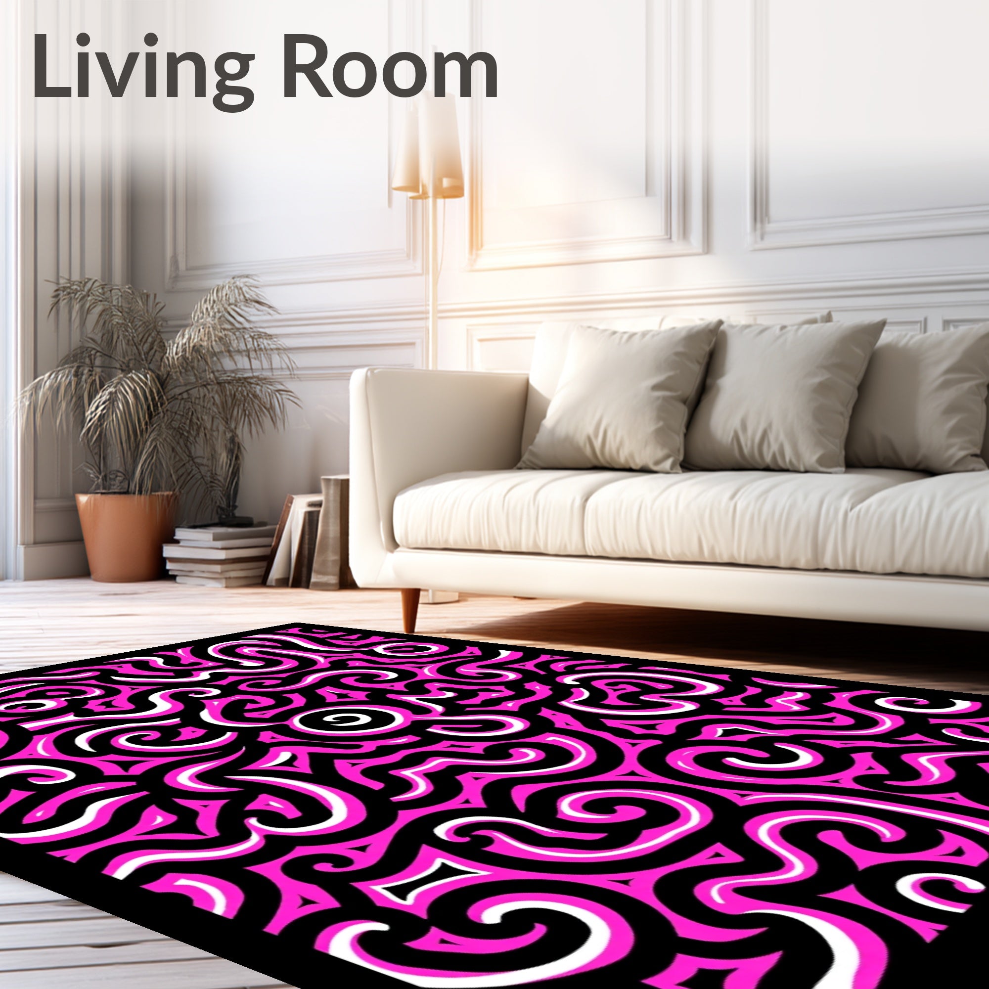 Bold Pink Swirl Pattern Rug