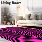 Bold Pink Black Wavy Stripes Rug