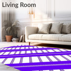Bold Purple White Diagonal Stripe Pattern Rug