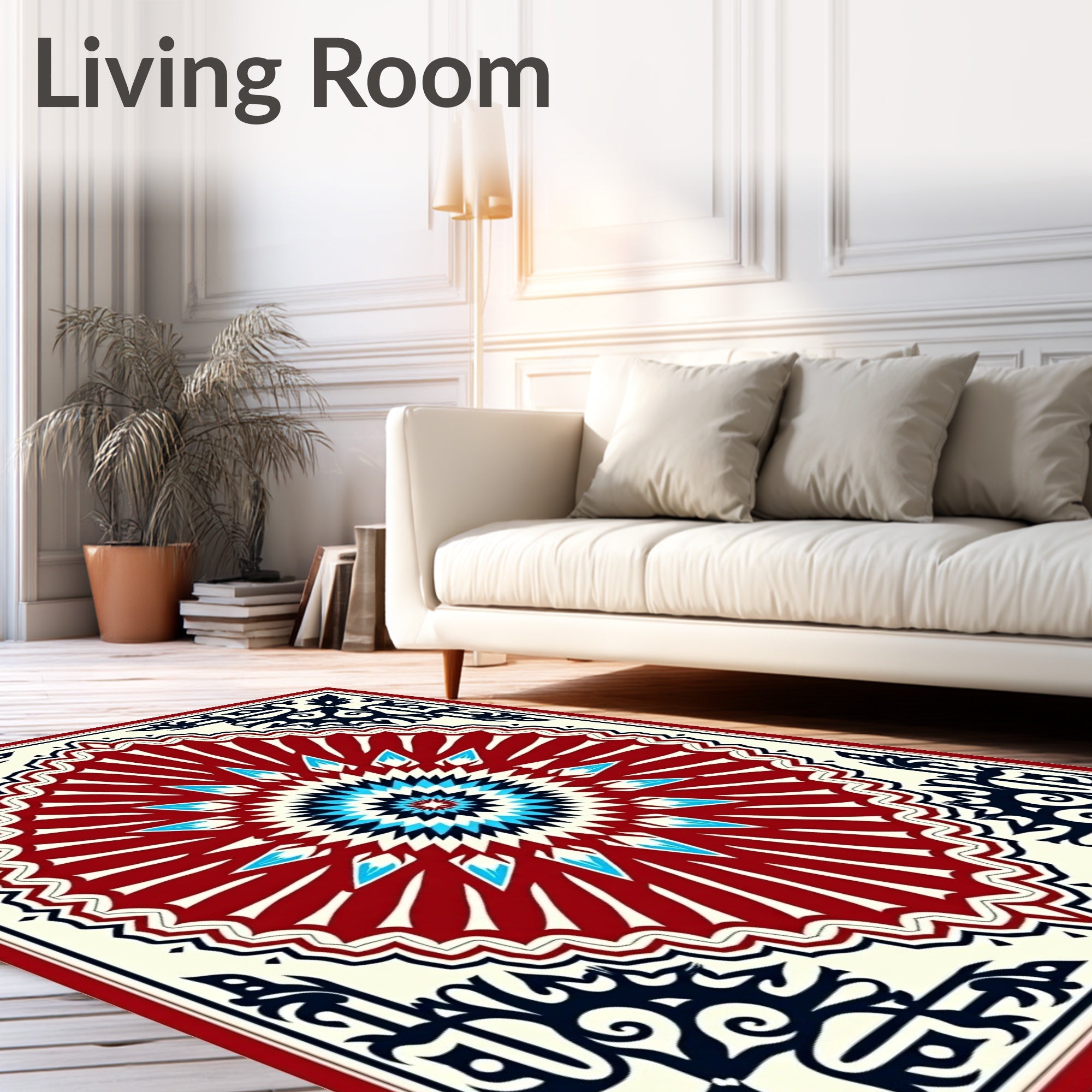 Radiant Starburst Geometric Medallion Design Rug