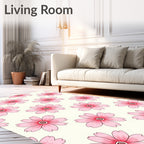 Pink Floral Print Pattern Design Rug