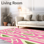 Pink Green Geometric Pattern Rug
