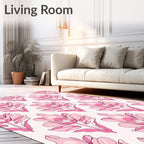 Artistic Pink Floral Damask Pattern Rug