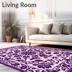 Ornate Violet Pink Floral Design Rug