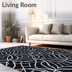 Monochromatic Floral Arabesque Pattern Rug