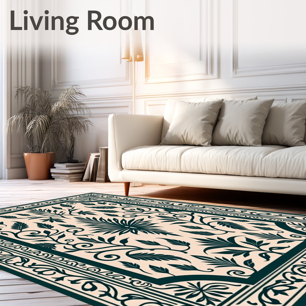 Classic Floral Swirl Silhouette Pattern Rug