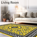 Bold Yellow Floral Geometric Pattern Rug