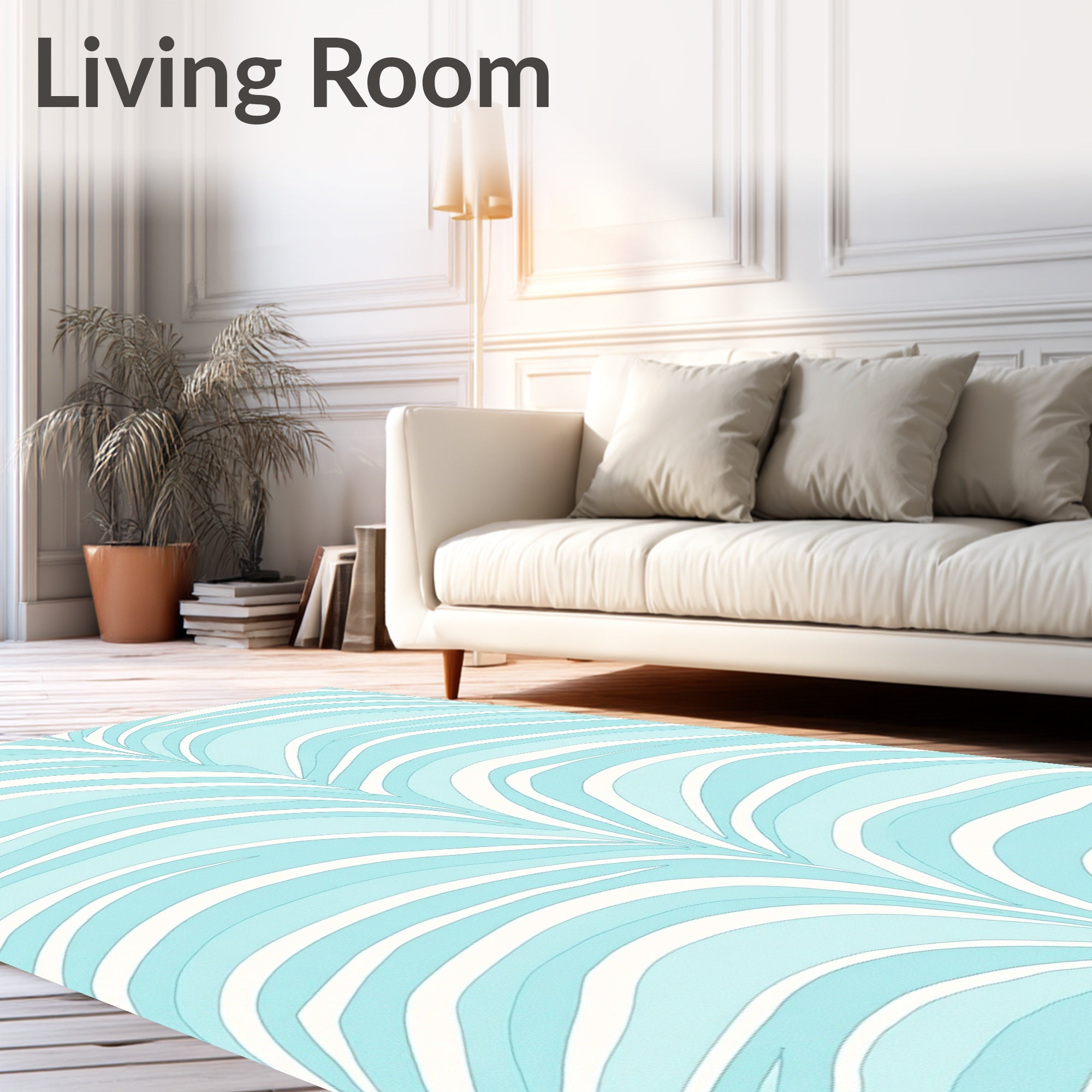 Cool Blue Layered Abstract Design Rug