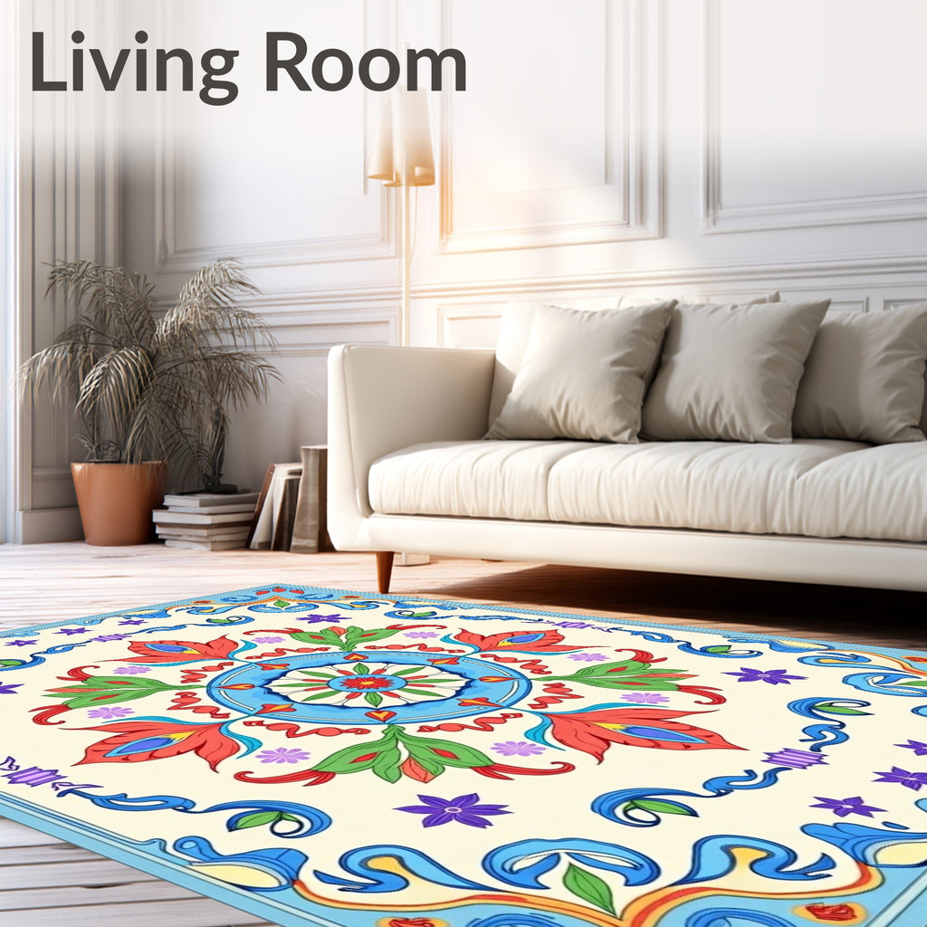 Vibrant Floral Medallion Pattern Rug