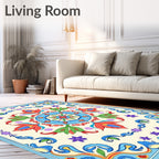 Vibrant Floral Medallion Pattern Rug
