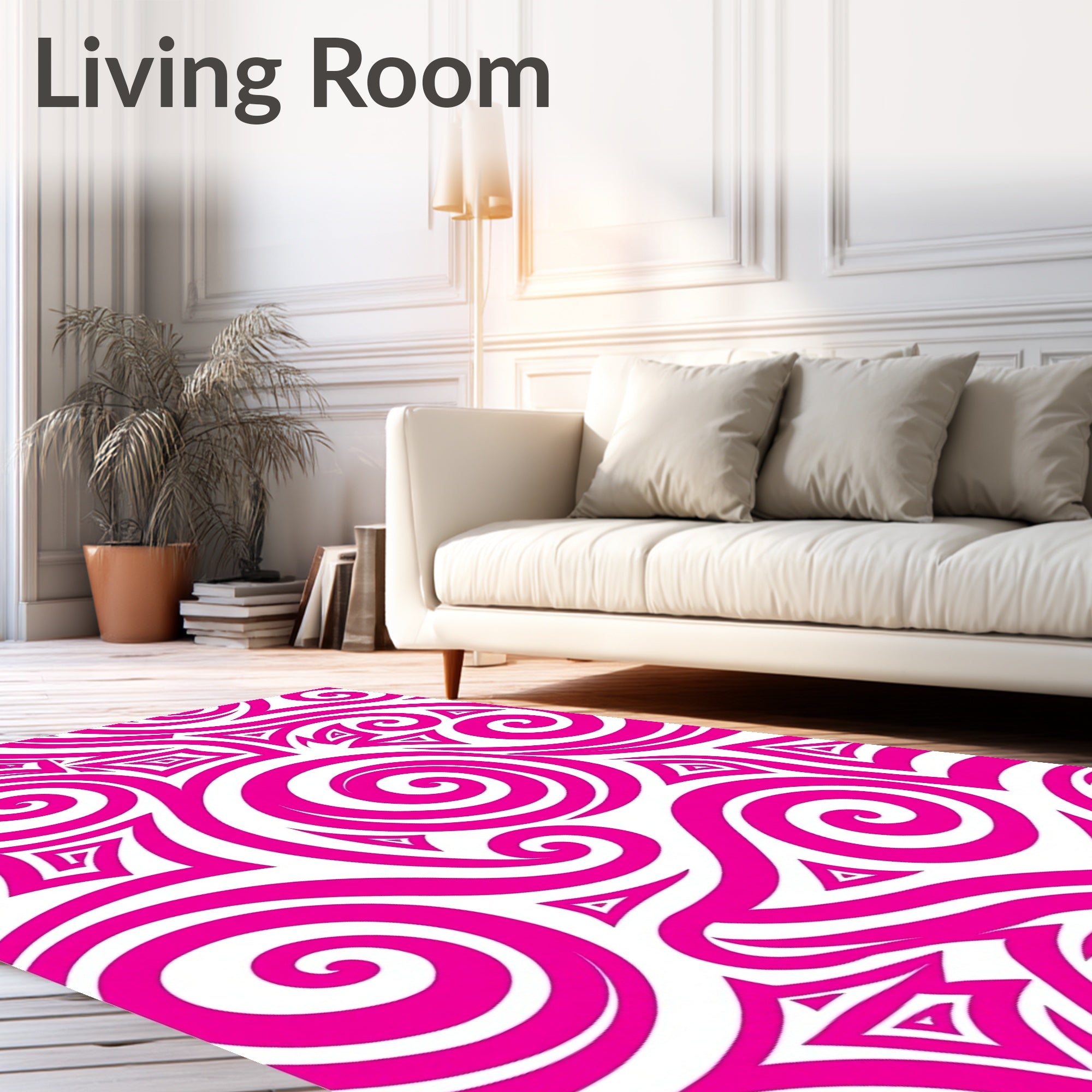 Bold Pink Swirl Triangle Pattern Rug