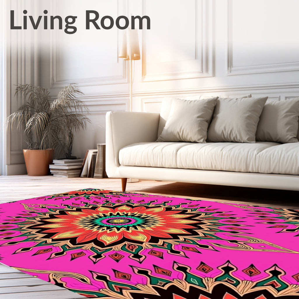 Radiant Floral Mandala Pattern Design Rug