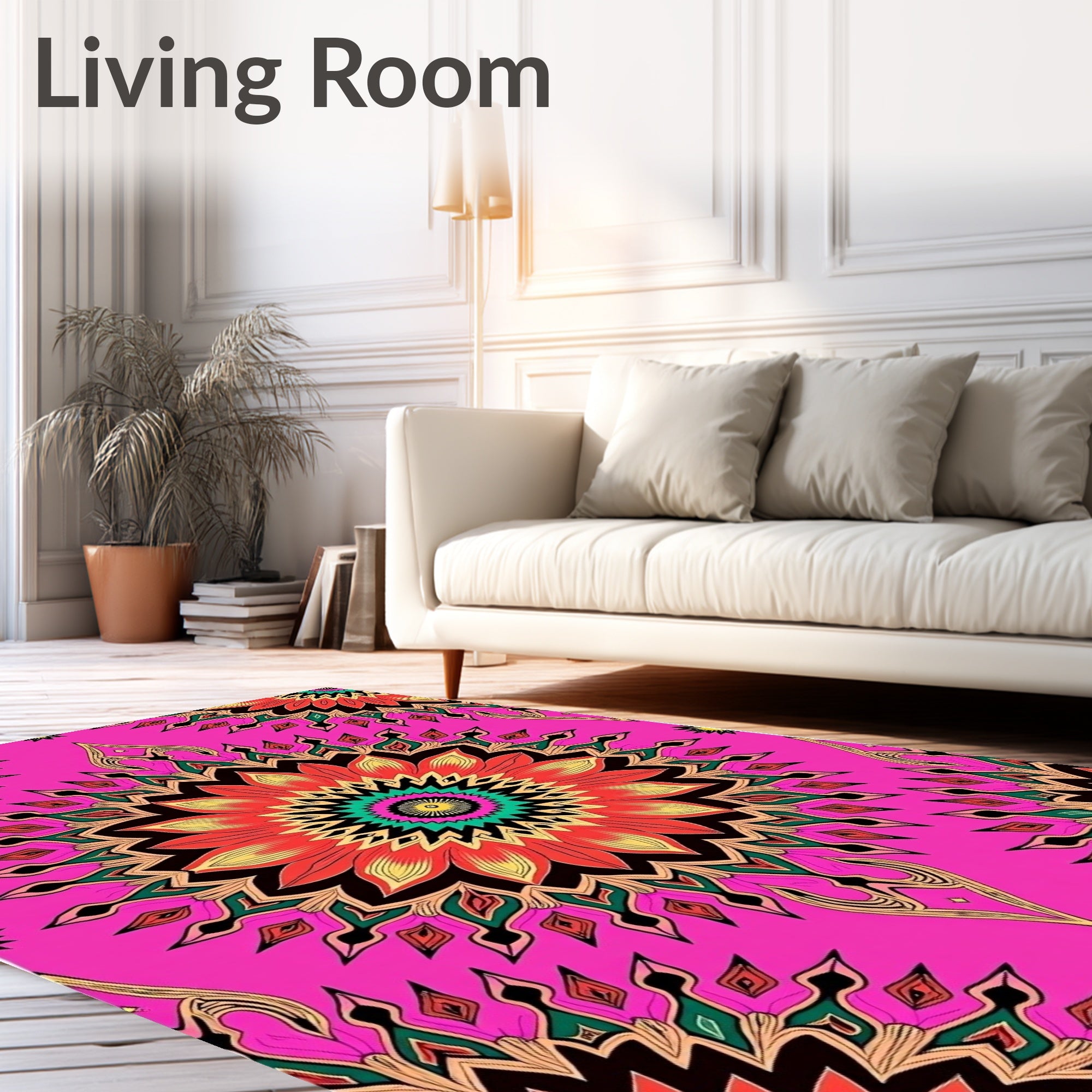 Radiant Floral Mandala Pattern Design Rug