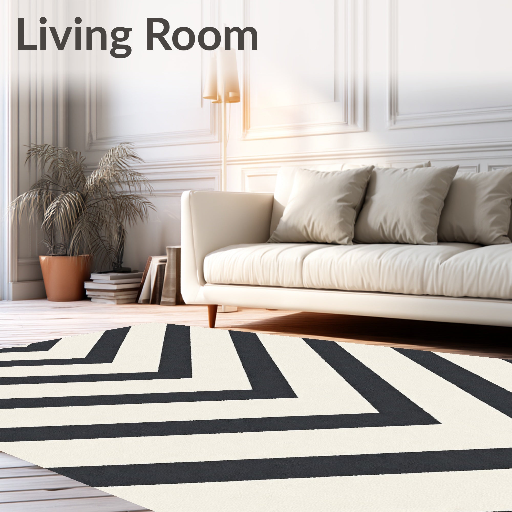 Dark Gray White Chevron Pattern Rug