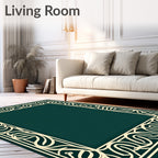 Elegant Ornate Scrollwork Border Rug