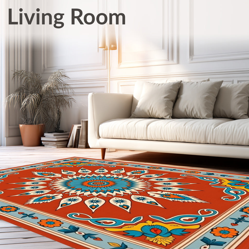 Vibrant 2 Tone Floral Medallion Design Rug