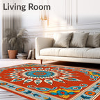 Vibrant 2 Tone Floral Medallion Design Rug