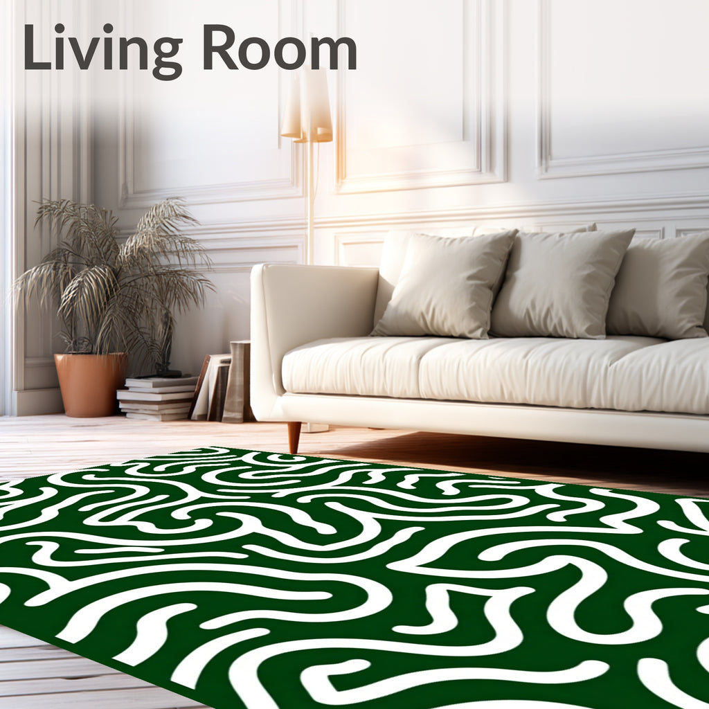 Abstract Swirls Curves Pattern Rug
