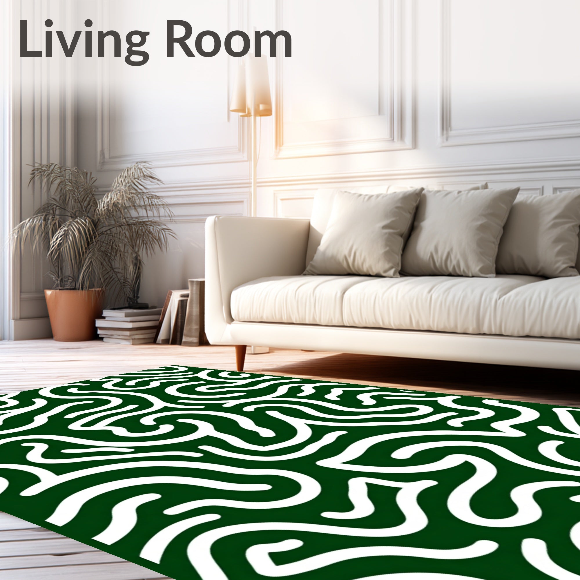 Abstract Swirls Curves Pattern Rug