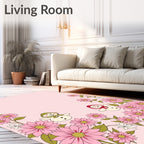 Cute Snowmen Pink Floral Border Rug