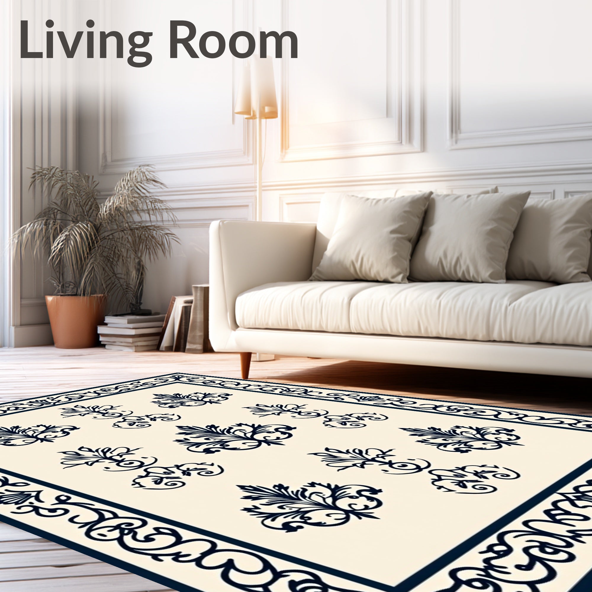 Classic Floral Damask Elegant Pattern Rug
