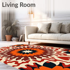 Retro Floral Starburst Pattern Rug