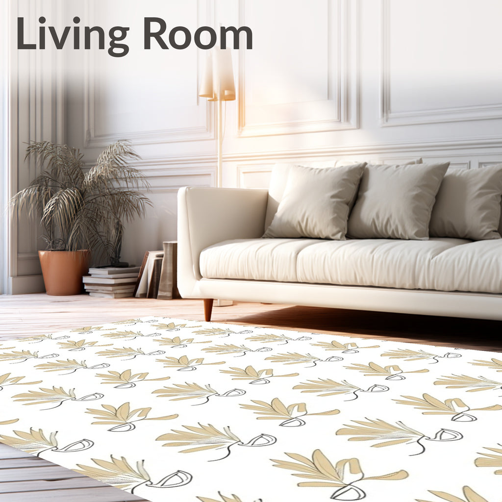 Minimalist Plant Line Art Pattern Rug
