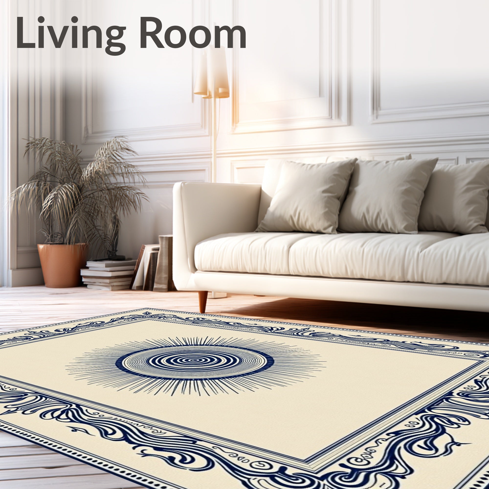 Sunburst Mandala With Ornate Border Rug