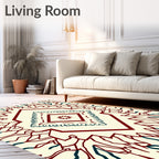 Maroon And Teal Complex Diamond Pattern Rug