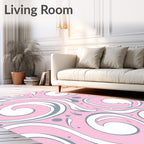 Pink Swirls Flourishes Pattern Rug